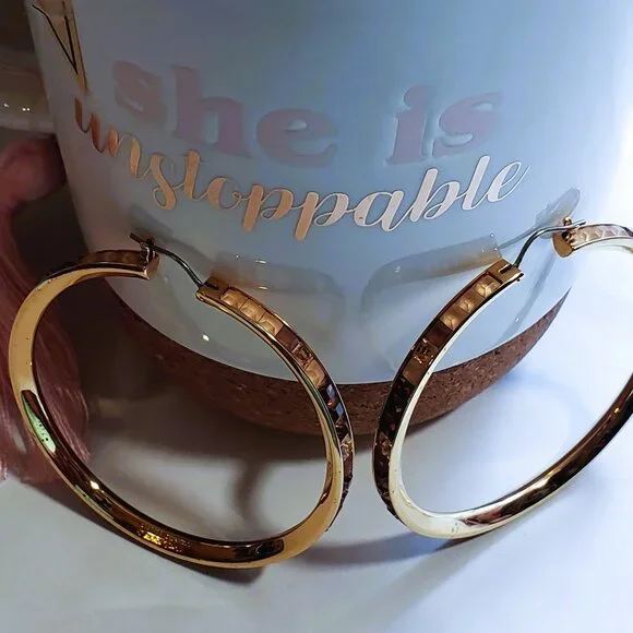 RARE Atelier Swarovski x Viktor & Rolf | "Frozen" Rose Gold Hoops - Picture 5 of 17